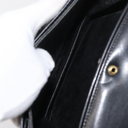 Gucci GUCCI Hand Bag Leather Black Gold Authentic ep14155
