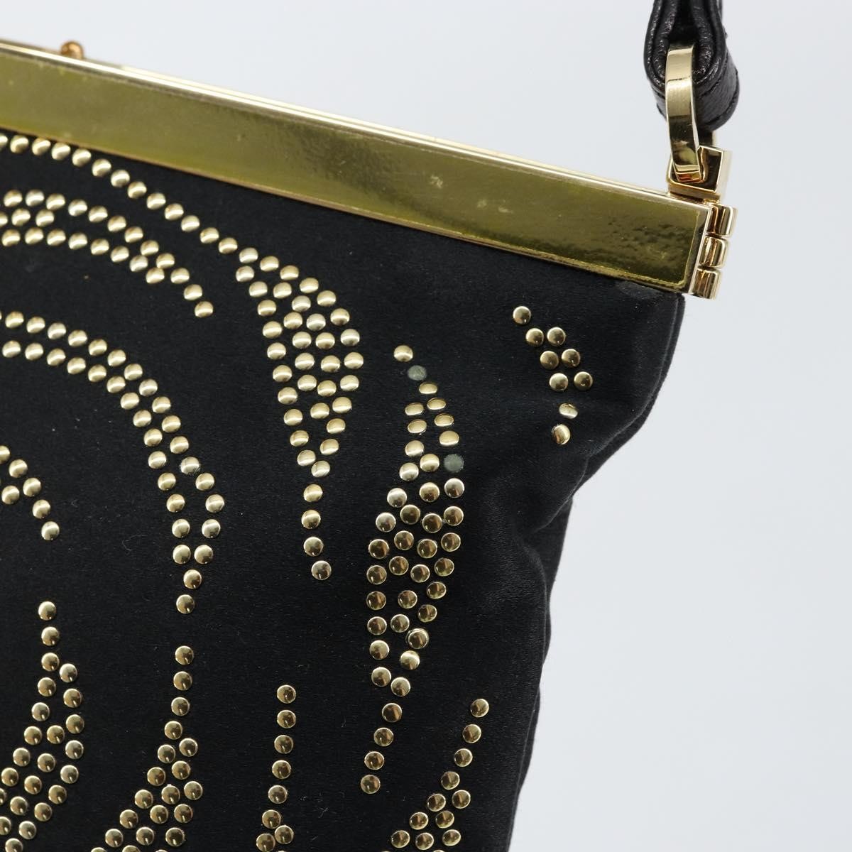 Valentino VALENTINO Hand Bag Satin Brown Gold Authentic bs30808
