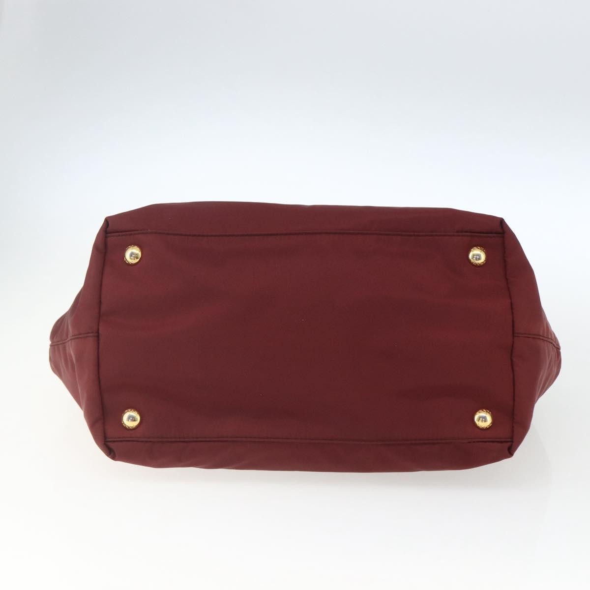 Prada PRADA Hand Bag Nylon 2way Bordeaux Gold Authentic 163074