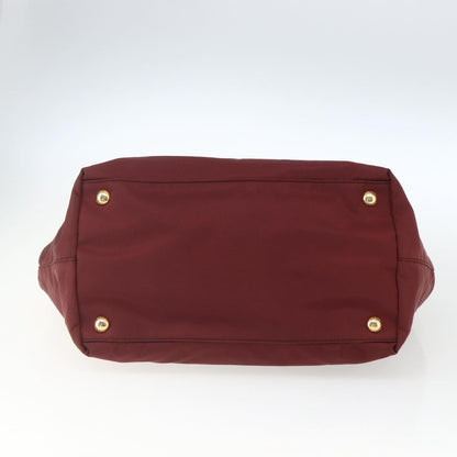 Prada PRADA Hand Bag Nylon 2way Bordeaux Gold Authentic 163074