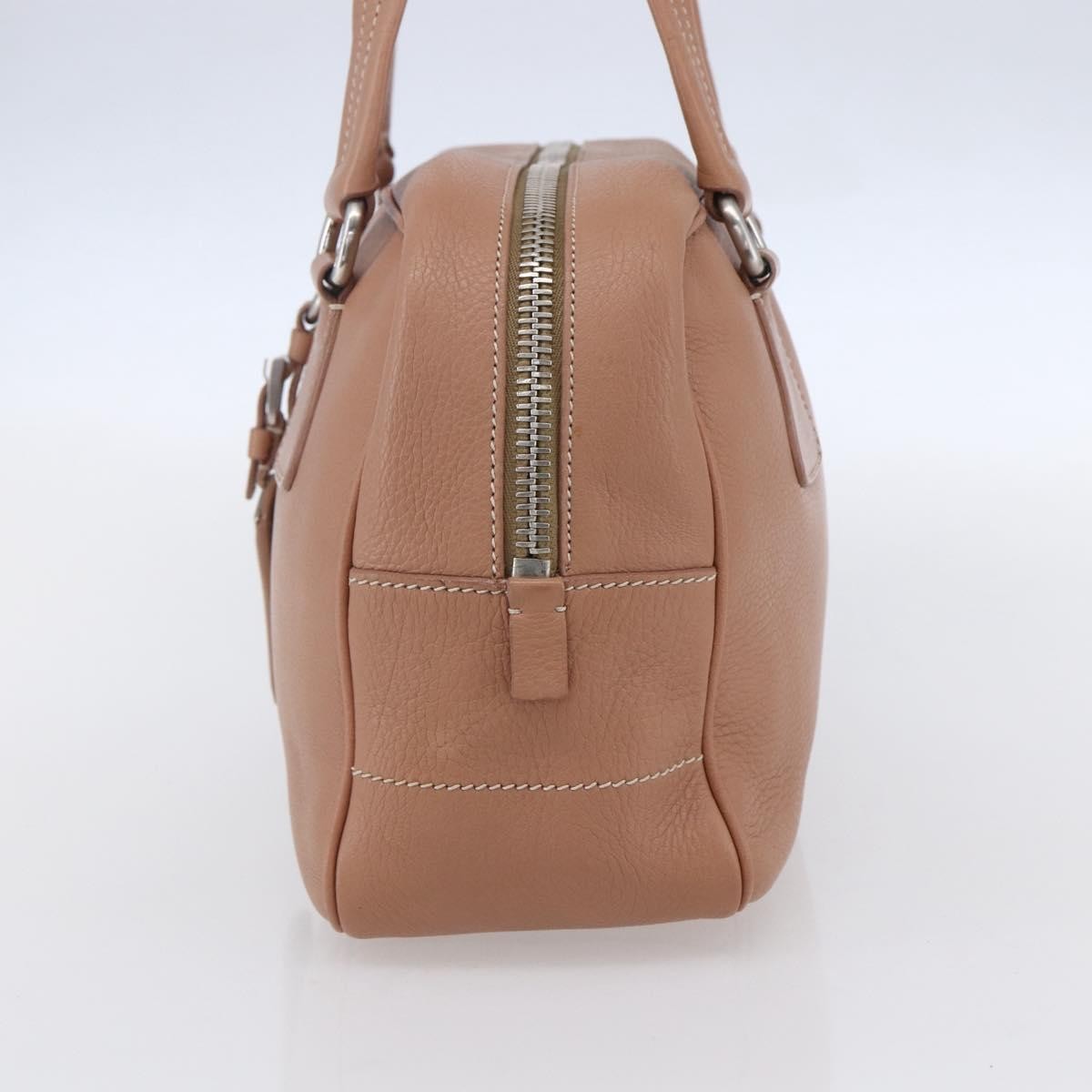 Prada PRADA Hand Bag Leather Silver Beige Authentic ka117
