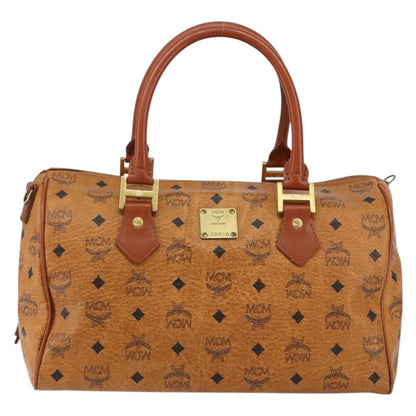 MCM MCM Logogram Vicetos Boston Bag PVC Leather Brown Gold Authentic gh1074