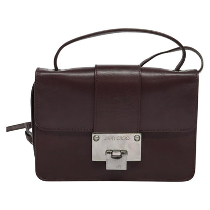 Jimmy Choo Jimmy Choo Hand Bag Leather Bordeaux Silver Authentic BA5034