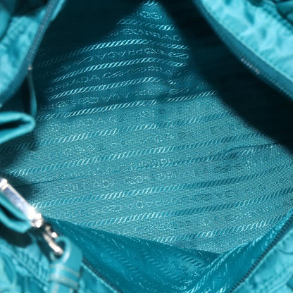 Prada PRADA Hand Bag Nylon 2way Turquoise Blue Silver Authentic gh1880A