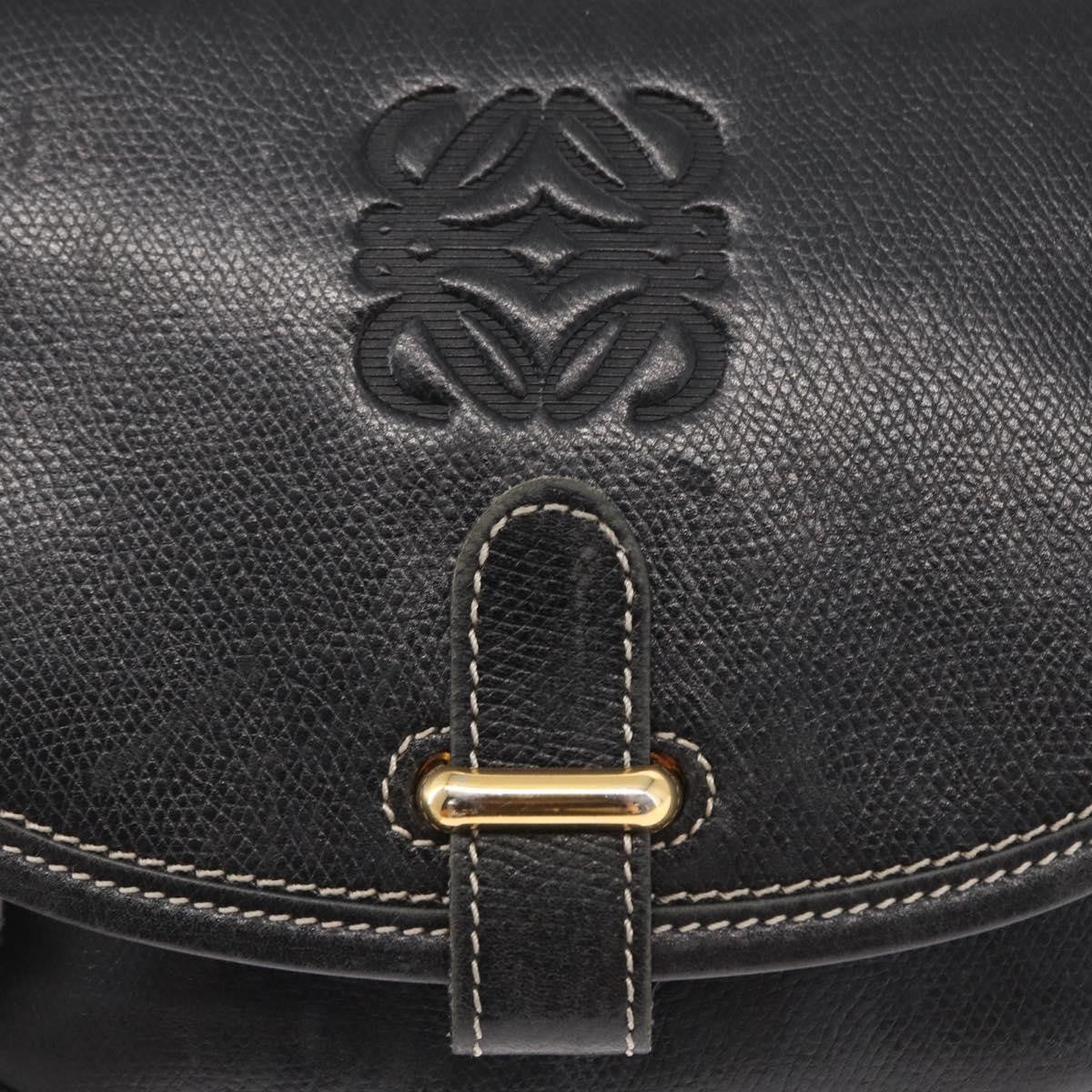 Loewe LOEWE Anagram Shoulder Bag Leather Black Gold Authentic ep12382