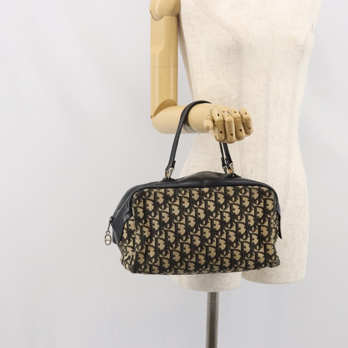 Dior Christian Dior Trotter Canvas Hand Bag Navy Authentic bs33053