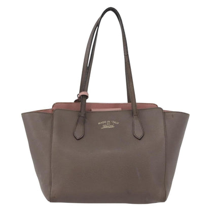 Gucci GUCCI Tote Bag Leather Brown Gold 354408 Authentic bs33432