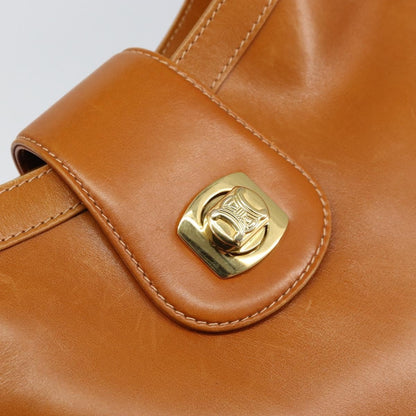 Celine CELINE Shoulder Bag Leather Brown Gold Authentic 166334