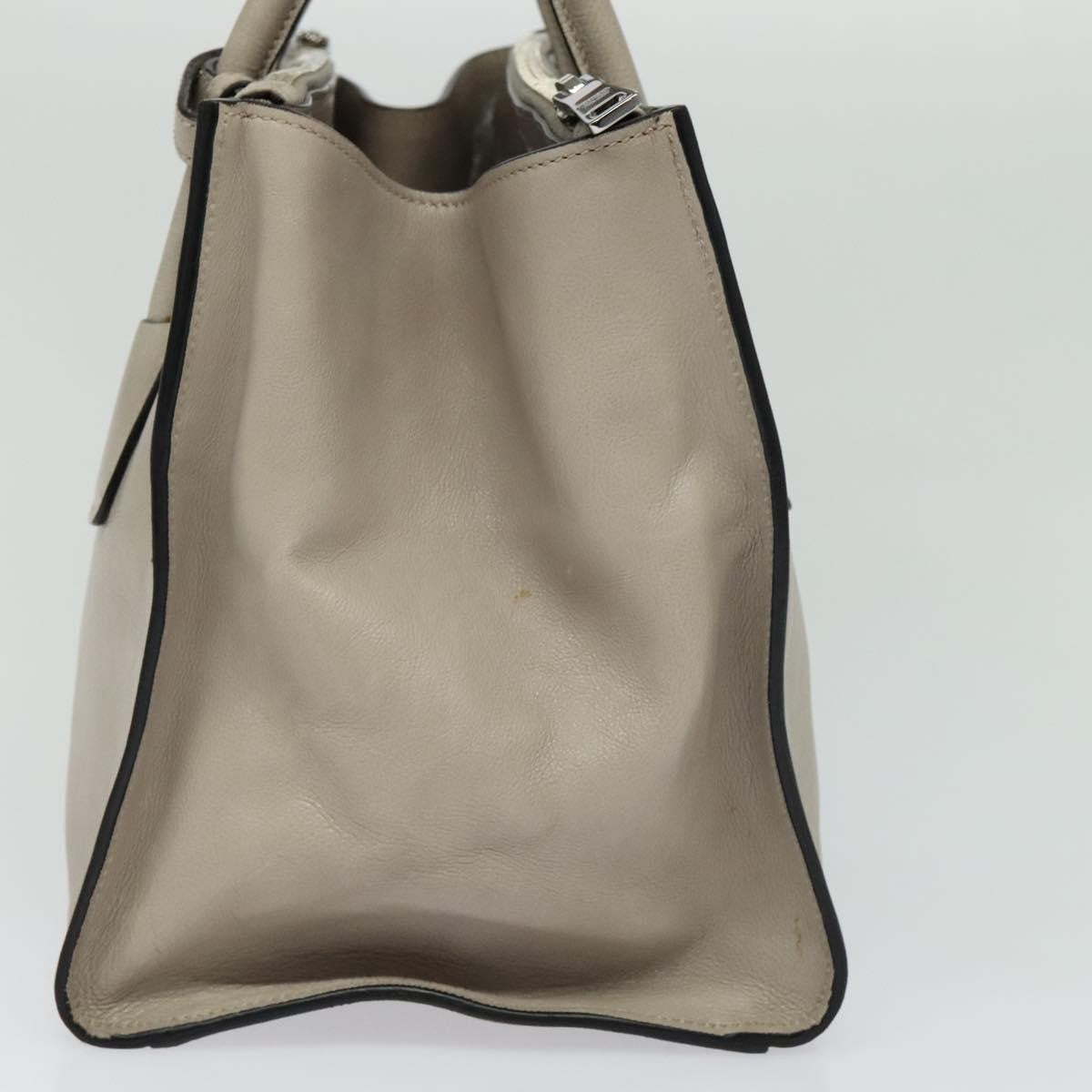 Prada PRADA Hand Bag Leather 2way Beige Silver Authentic am7940