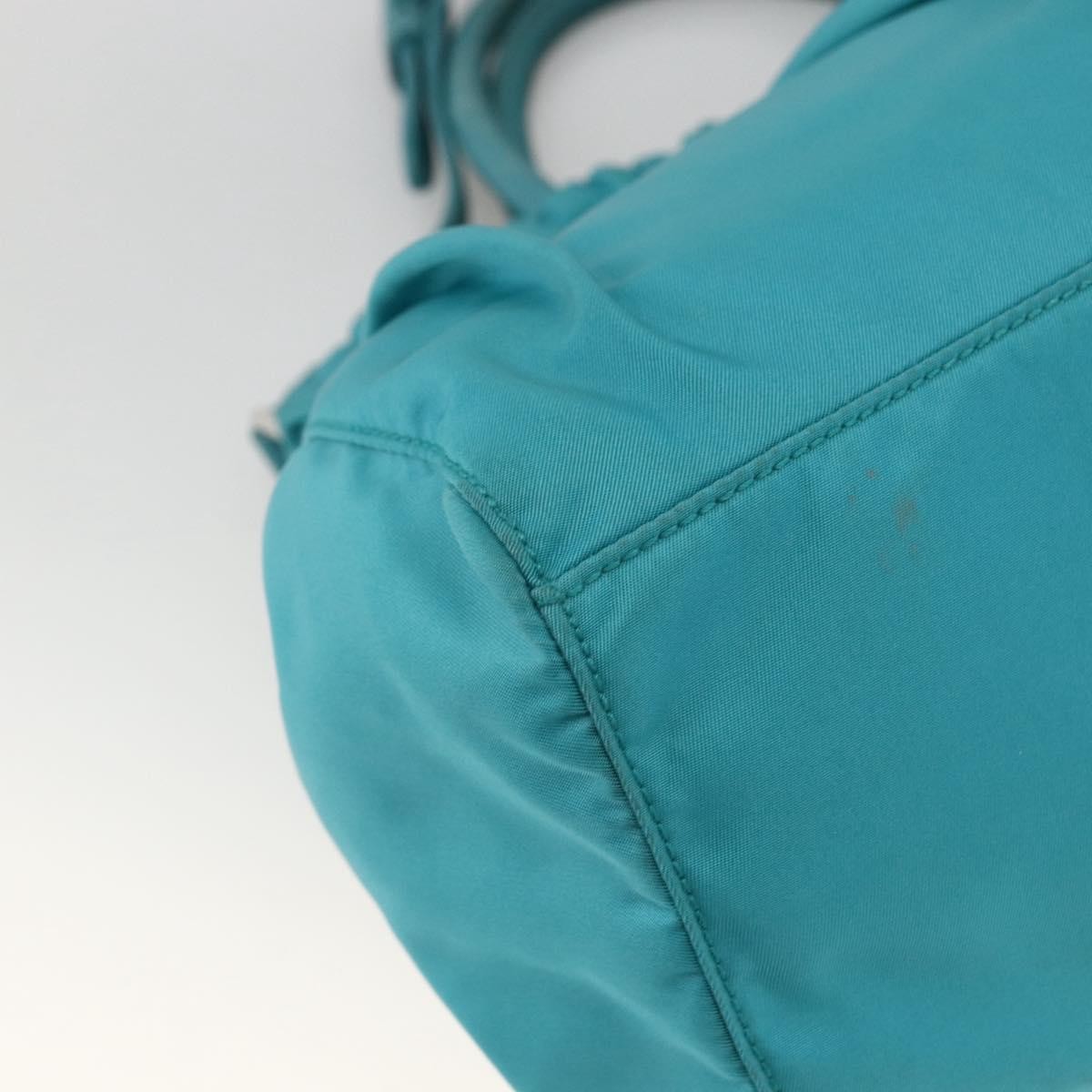 Prada PRADA Hand Bag Nylon 2way Turquoise Blue Silver Authentic gh1880A