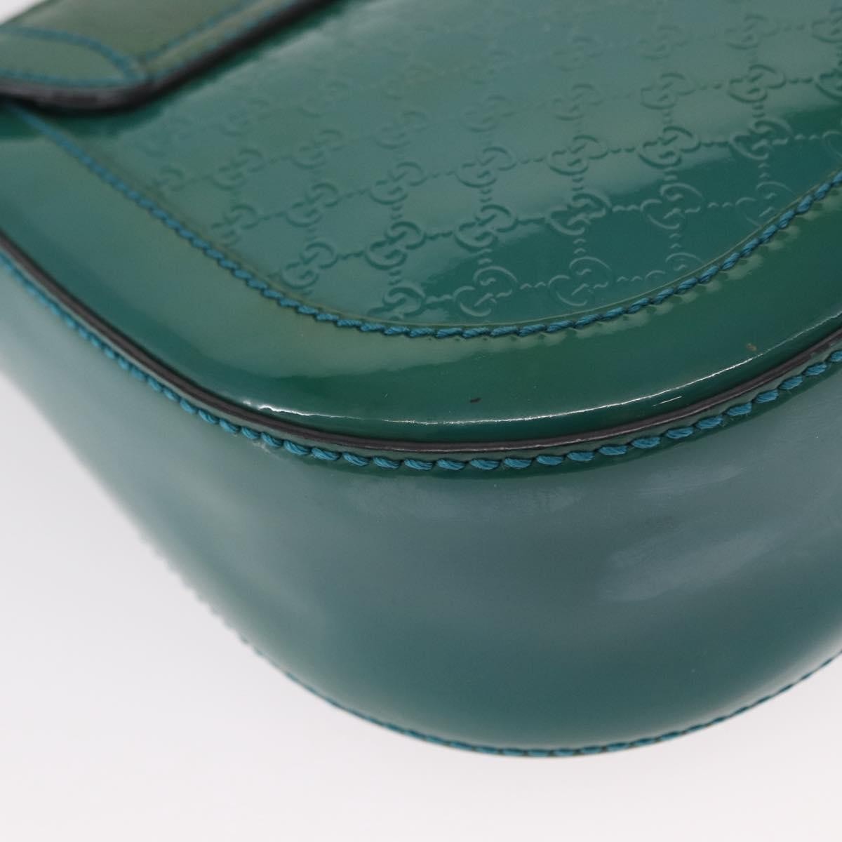 Gucci GUCCI Micro GG Canvas Shoulder Bag Enamel Outlet Turquoise Blue Gold Authentic ka641