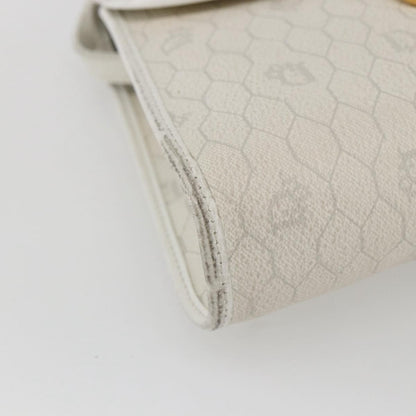 Dior Christian Dior Honeycomb Canvas Shoulder Bag PVC White Gold Authentic 170899