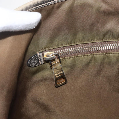 Prada PRADA Hand Bag Nylon Khaki Gold Authentic 159131
