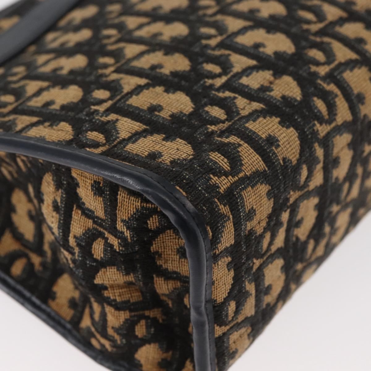 Dior Christian Dior Trotter Canvas Shoulder Bag Navy Gold Authentic 181395