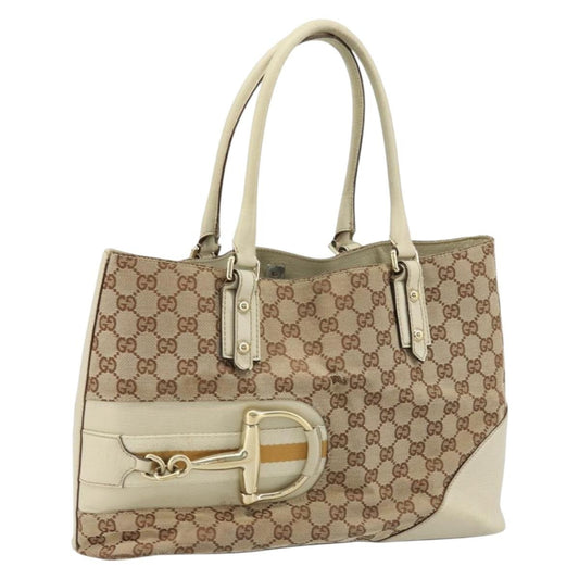 Gucci GUCCI GG Canvas Hand Bag Beige Gold 07198 Authentic 172295
