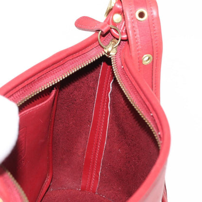 Coach Coach Shoulder Bag Leather Red Gold Authentic 162414