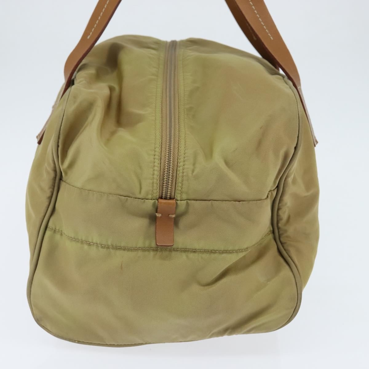 Prada PRADA Boston Bag Nylon Beige Silver Authentic bs30240