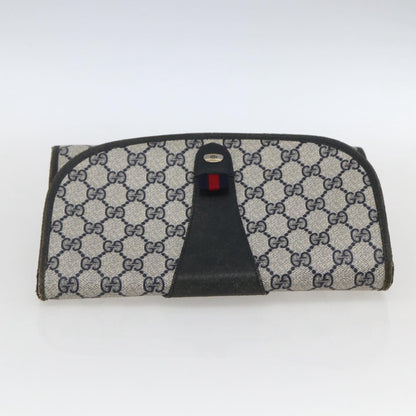 Gucci GUCCI GG Supreme Sherry Line Clutch Bag PVC Navy Gold 89 01 030 Authentic 167905