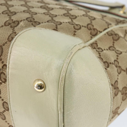 Gucci GUCCI GG Canvas Web Sherry Line Tote Bag Beige Gold 257061 Authentic gh1178