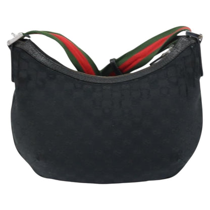 Gucci GUCCI GG Canvas Shoulder Bag Black Silver 181092 Authentic bs31680