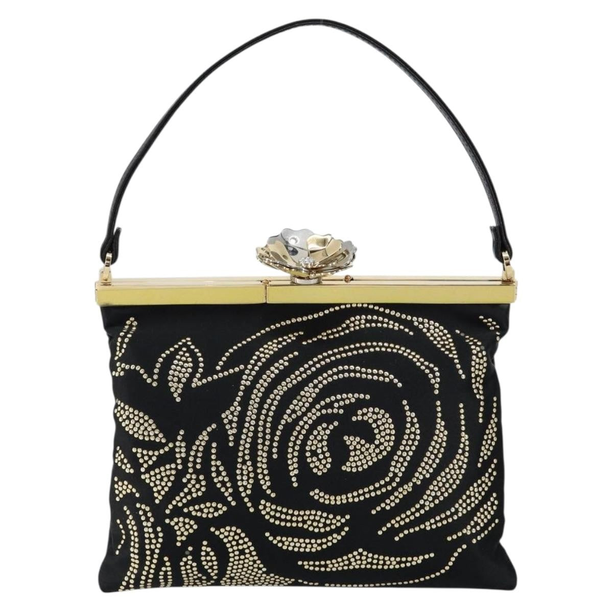 Valentino VALENTINO Hand Bag Satin Brown Gold Authentic bs30808