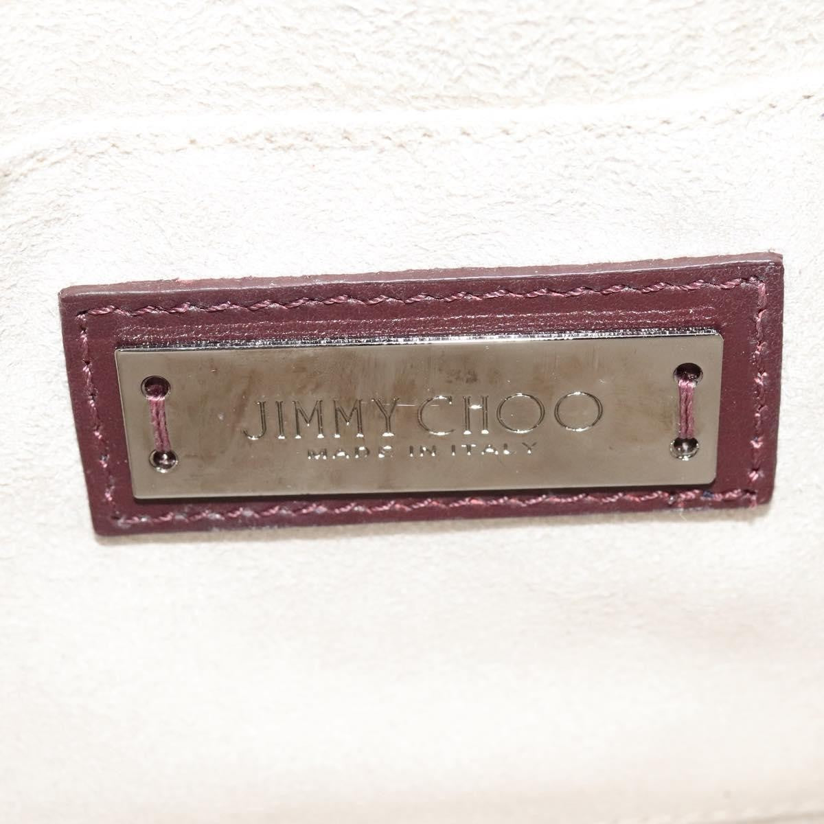 Jimmy Choo Jimmy Choo Hand Bag Leather Bordeaux Silver Authentic BA5034
