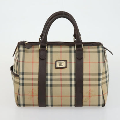 Burberry BURBERRY Nova Check Boston Bag Canvas Leather 2 Set Beige Authentic bs31977