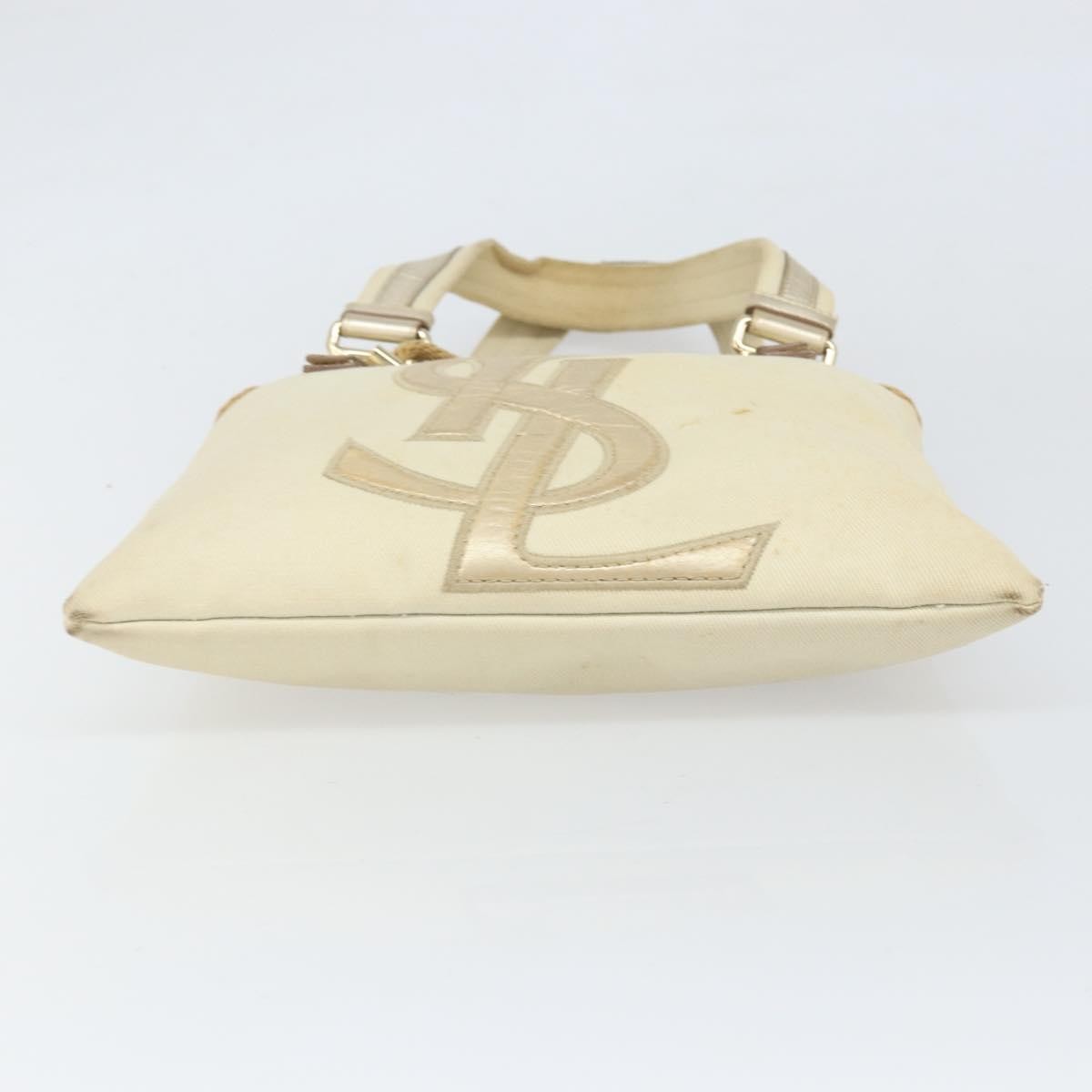 Saint Laurent SAINT LAURENT Kahala Tote Bag Canvas Beige Gold 123435 Authentic 171425