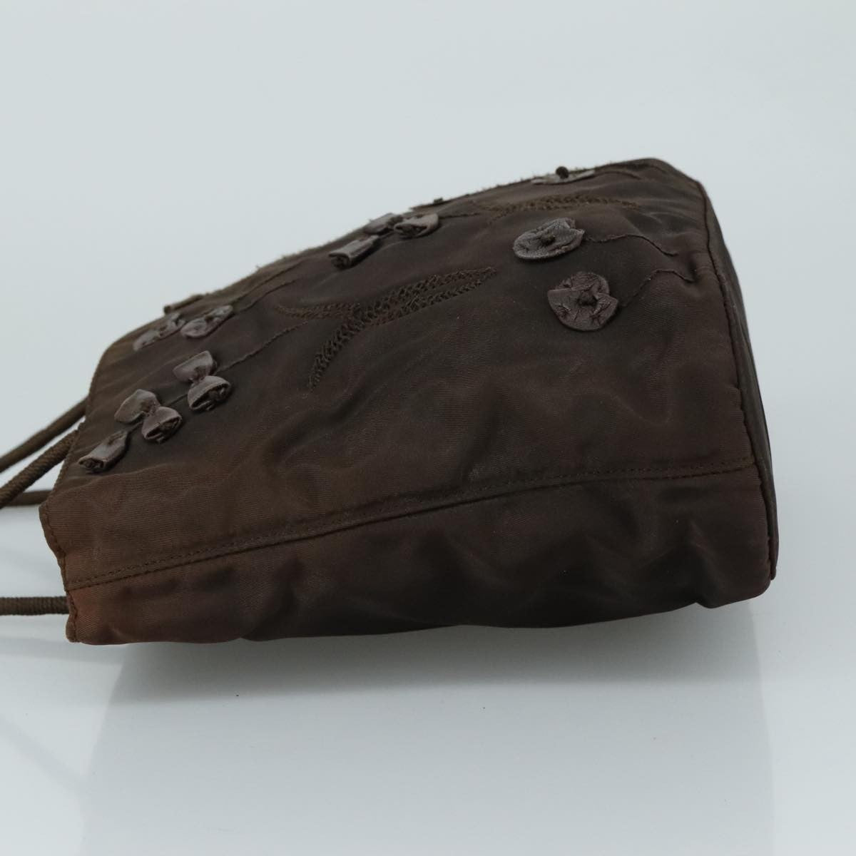Prada PRADA Hand Bag Nylon Brown Silver Authentic bs20899