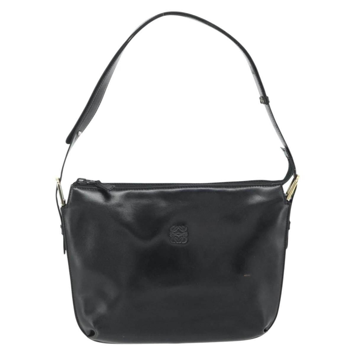 Loewe LOEWE Anagram Shoulder Bag Leather Black Gold Authentic 177548