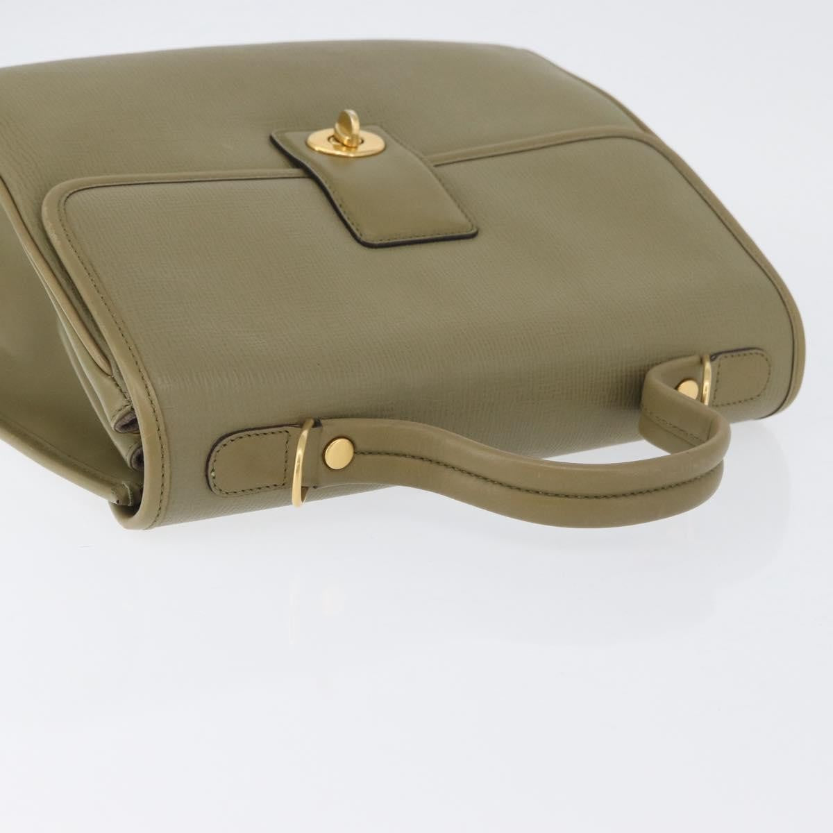 Gucci GUCCI Hand Bag Leather Green Gold Authentic YKZ715