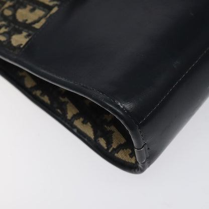 Dior Christian Dior Trotter Canvas Hand Bag Navy Gold Authentic MX415