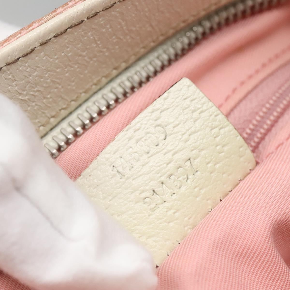 Gucci GUCCI GG Canvas Sherry Line Tote Bag Pink Silver 145809 Authentic 141943