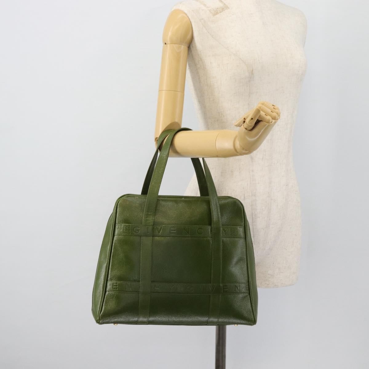 Givenchy GIVENCHY Hand Bag Leather Khaki Gold Authentic BA12916