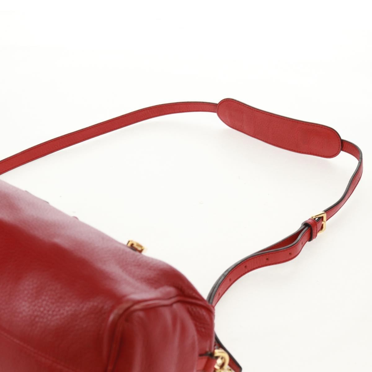Loewe LOEWE Hand Bag Leather 2way Red Gold Authentic 160175