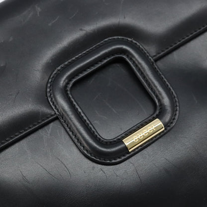 Gucci GUCCI Shoulder Bag Leather Black Gold 001 1998 1785 Authentic 173859