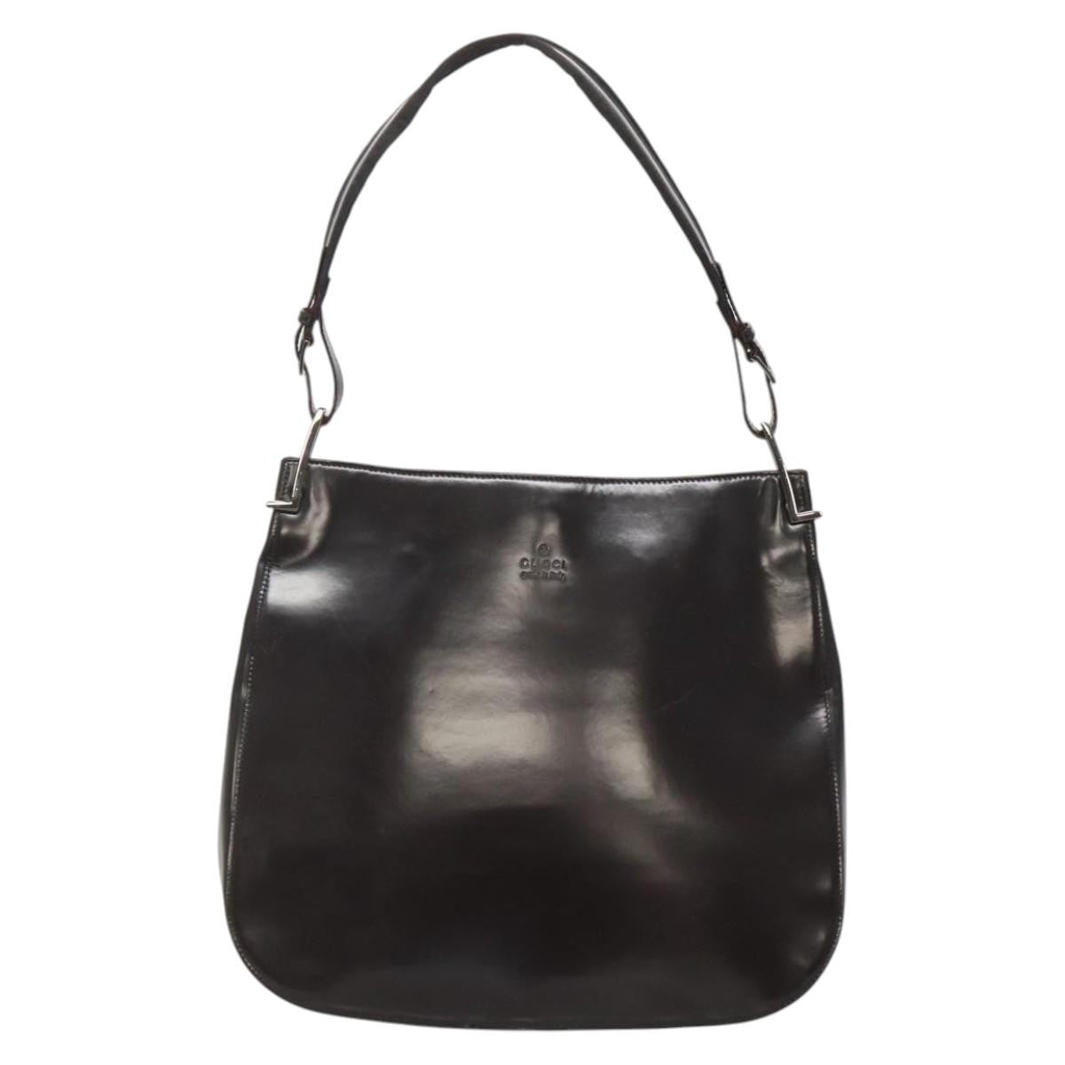 Gucci GUCCI Shoulder Bag Patent leather Brown Silver 001 3166 Authentic ep8849