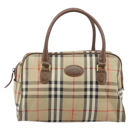 Burberry BURBERRY Nova Check Hand Bag Canvas Gold Beige Authentic bs33928