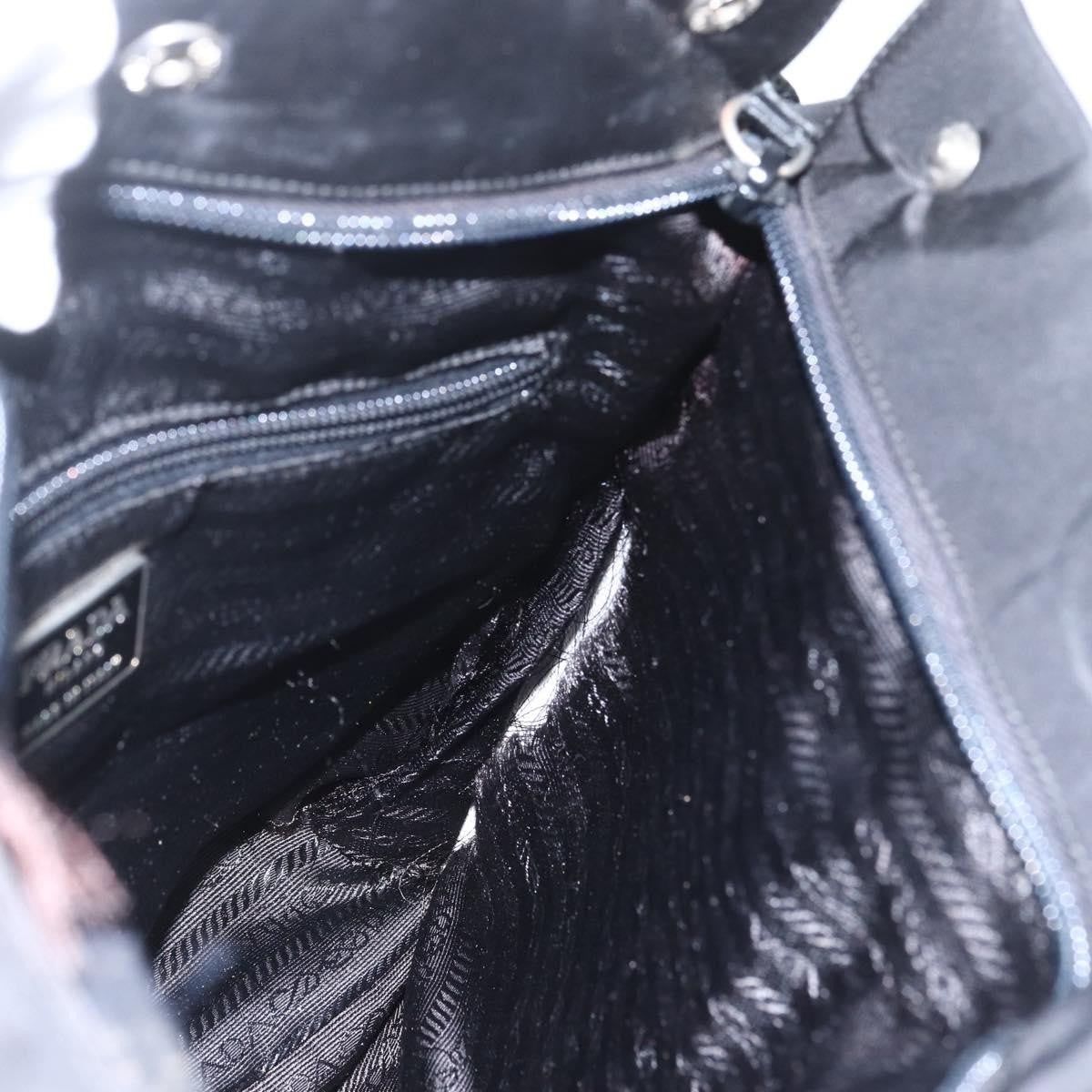 Prada PRADA Hand Bag Nylon Black Silver Authentic 153784