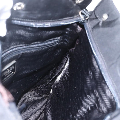 Prada PRADA Hand Bag Nylon Black Silver Authentic 153784