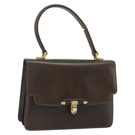 Gucci GUCCI Hand Bag Leather Brown Gold Authentic ep14250