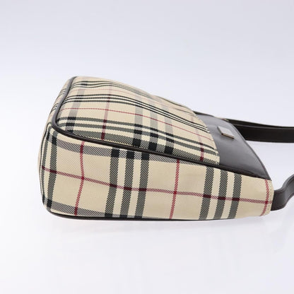 Burberry BURBERRY Nova Check Shoulder Bag Canvas Beige Silver Authentic 138176