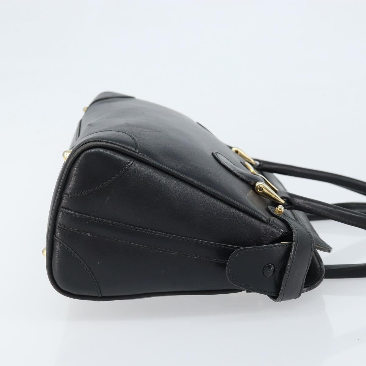 Gucci GUCCI Hand Bag Leather Black Gold Authentic BSZ350