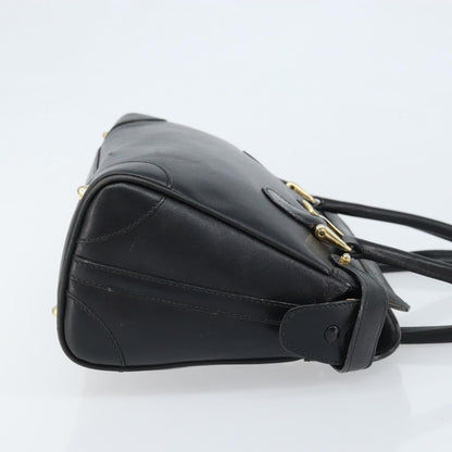 Gucci GUCCI Hand Bag Leather Black Gold Authentic BSZ350