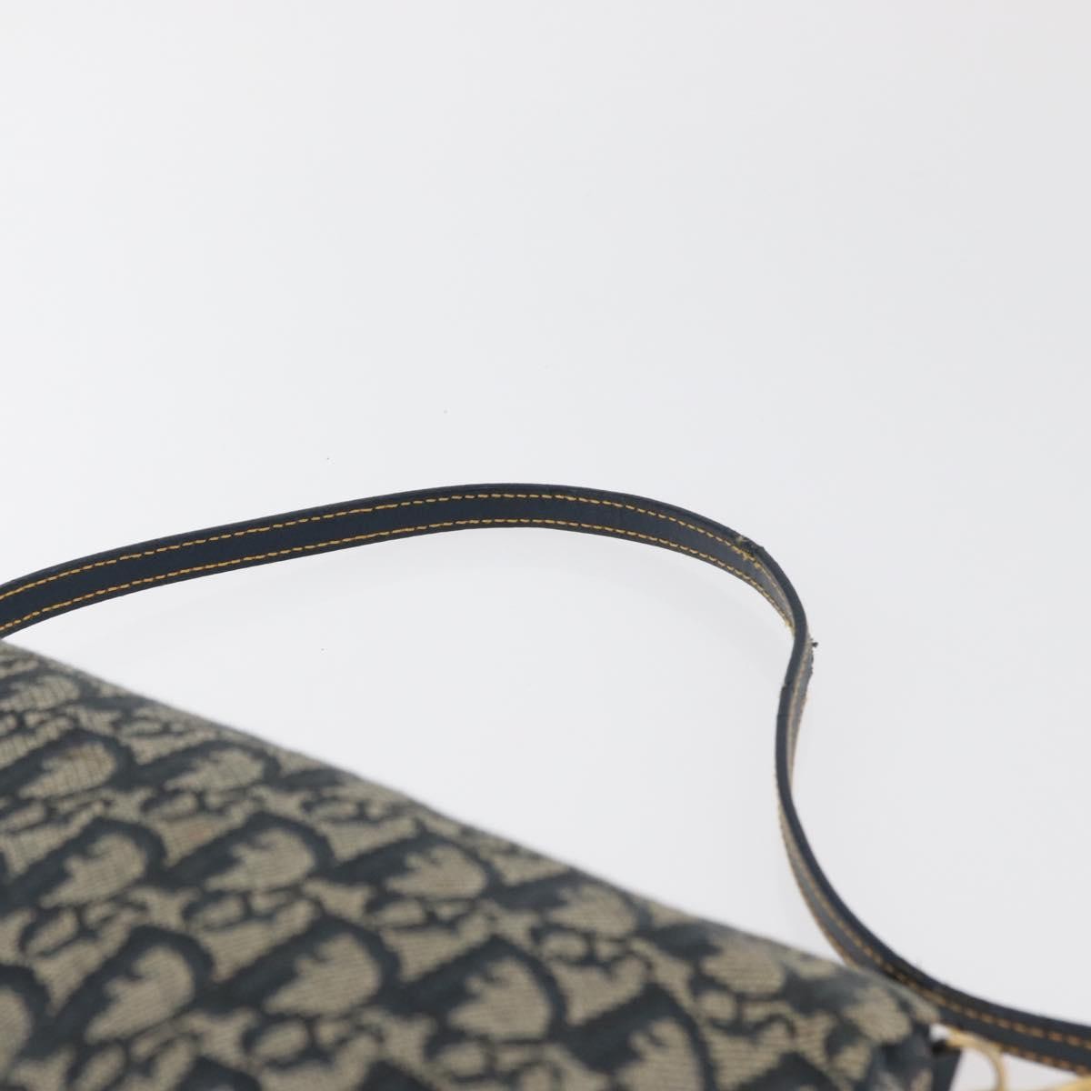 Dior Christian Dior Trotter Canvas Saddle Pouch Hand Bag Navy Gold Authentic bs35277