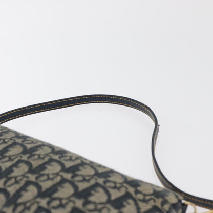 Dior Christian Dior Trotter Canvas Saddle Pouch Hand Bag Navy Gold Authentic bs35277