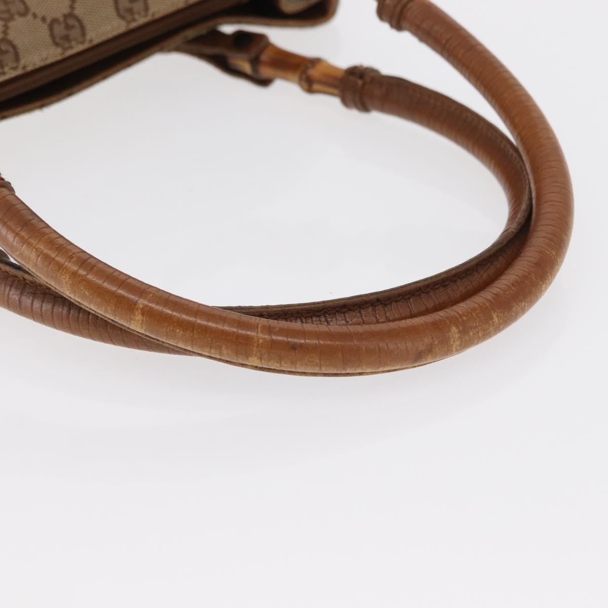 Gucci GUCCI GG Canvas Bamboo Tote Bag Beige 112526 Authentic ep12821