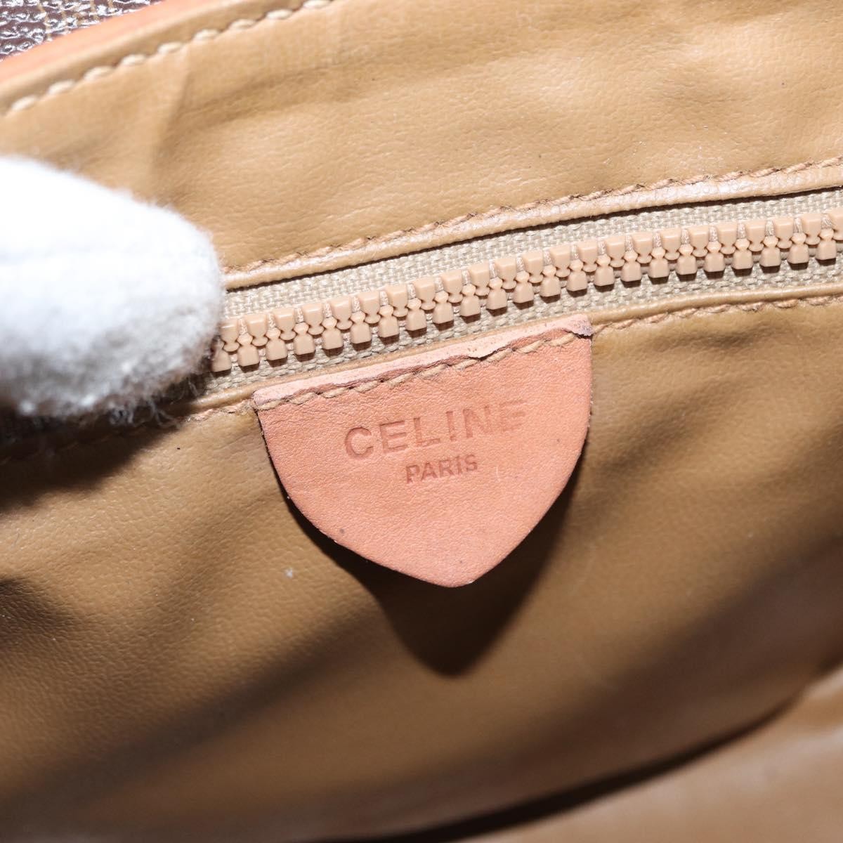 Celine CELINE Macadam Canvas Shoulder Bag PVC Leather Brown Gold Authentic BA9074