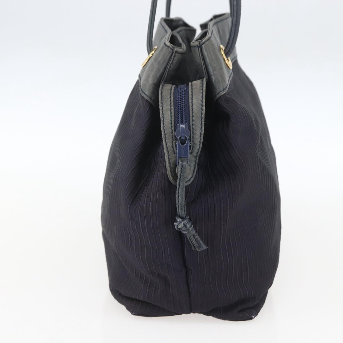 Loewe LOEWE Shoulder Bag Nylon Navy Gold Authentic 159401