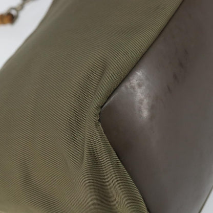 Gucci GUCCI Bamboo Shoulder Bag Nylon Khaki Silver 000 0531 Authentic ep12494